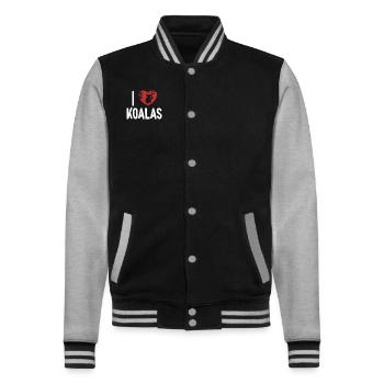 I love Koalas Koalabear Eucalyptus Lover Koala - College Sweat Jacket - black/heather grey - Front - Nik (191cm) & Marisol (170cm)
