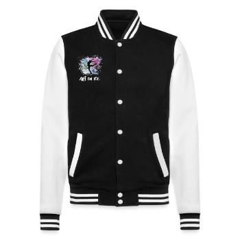 Eislaufen Schlittschuhläufer - College-Sweatjacke - Schwarz/Weiß - Vorne - Nik (191cm) & Marisol (170cm)