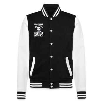 Halb Mensch Halb Bärchen - College-Sweatjacke - Schwarz/Weiß - Vorne - Nik (191cm) & Marisol (170cm)