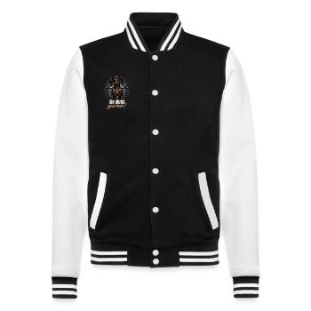 Ich muss gar nix - Dackel Teckel - College-Sweatjacke - Schwarz/Weiß - Vorne - Nik (191cm) & Marisol (170cm)
