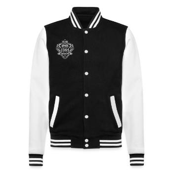 April 1991 Birthday April 1991 April Gift - College Sweat Jacket - black/white - Front - Nik (191cm) & Marisol (170cm)