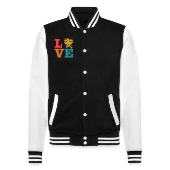 Boxen - College-Sweatjacke - Schwarz/Weiß - Vorne - Nik (191cm) & Marisol (170cm)