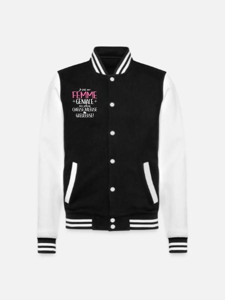 Hündin Großmaul Beschwerde Humor Ehrfurchtgebietende Frau - College-Sweatjacke - Schwarz/Weiß