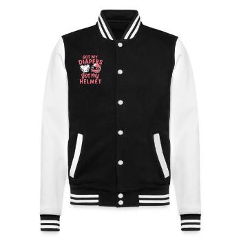 Demo Derby Demolition Derby Demolition Derby - College Sweat Jacket - black/white - Front - Nik (191cm) & Marisol (170cm)