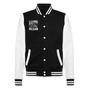 Anti-littering No Environmental Waste Recycle - College Sweat Jacket - black/white - Front - Nik (191cm) & Marisol (170cm)