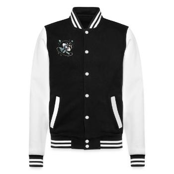 Katze Astronaut Astronomie Äußeres Sonnensystem - College-Sweatjacke - Schwarz/Weiß - Vorne - Nik (191cm) & Marisol (170cm)
