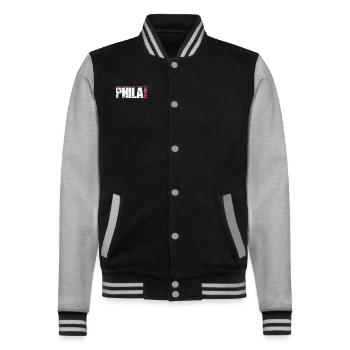 Philadelphie, une ville de Pennsylvanie - Veste Teddy - noir/gris chiné - Devant - Nik (191cm) & Marisol (170cm)