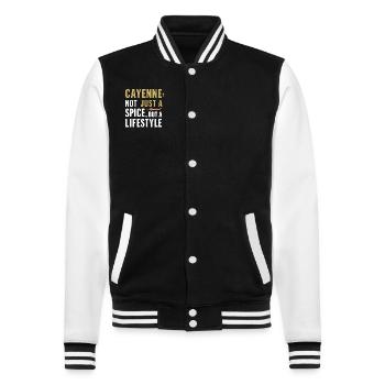Amateurs de cuisine épicée, Chili Peppers Chef - Veste Teddy - noir/blanc - Devant - Nik (191cm) & Marisol (170cm)