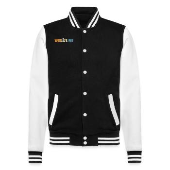 Wrestling - College-Sweatjacke - Schwarz/Weiß - Vorne - Nik (191cm) & Marisol (170cm)