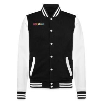 Wrestling - College-Sweatjacke - Schwarz/Weiß - Vorne - Nik (191cm) & Marisol (170cm)