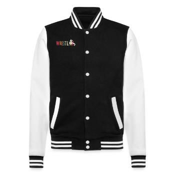Wrestling - College-Sweatjacke - Schwarz/Weiß - Vorne - Nik (191cm) & Marisol (170cm)