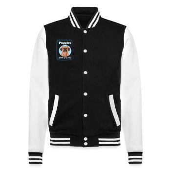 Puggle Dog Dog Owner Dog Owner Gift - College Sweat Jacket - black/white - Front - Nik (191cm) & Marisol (170cm)