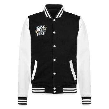 Northern Pike Fisherman Pike Fishing Rod Pike Fish - College Sweat Jacket - black/white - Front - Nik (191cm) & Marisol (170cm)