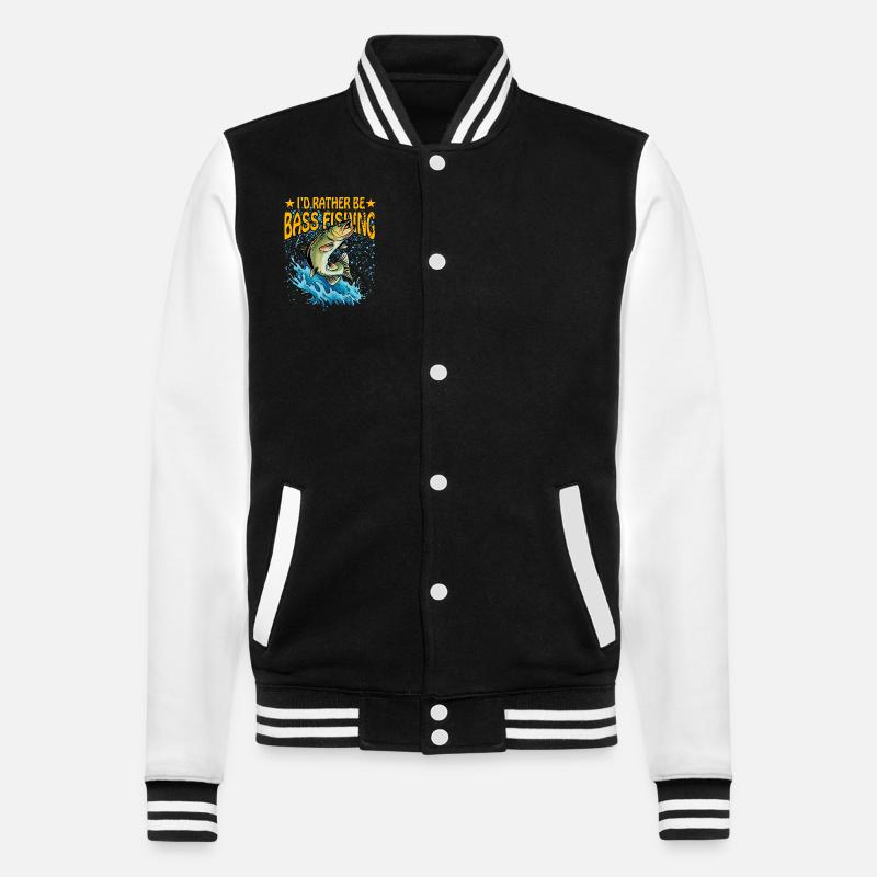 Ich wäre lieber Barschfischen - College-Sweatjacke - Schwarz/Weiß