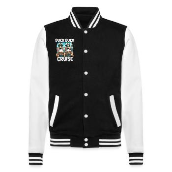 Humor Kreuzfahrt Urlaub - College-Sweatjacke - Schwarz/Weiß - Vorne - Nik (191cm) & Marisol (170cm)