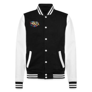 Bass Fish - College Sweat Jacket - black/white - Front - Nik (191cm) & Marisol (170cm)