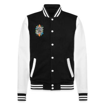 Crystal Healing Crytal Crystals and Stones - College Sweat Jacket - black/white - Front - Nik (191cm) & Marisol (170cm)