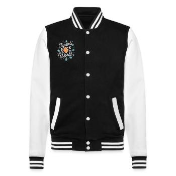 Crystal Healing Crytal Crystals and Stones - College Sweat Jacket - black/white - Front - Nik (191cm) & Marisol (170cm)