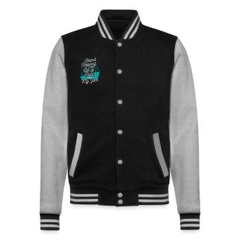 Island Hopping And A Lot Of Food Cruise Ship - College Sweat Jacket - black/heather grey - Front - Nik (191cm) & Marisol (170cm)