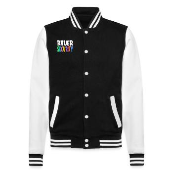 Colorful Bauer Security Rainbow Lettering Logo - College-Sweatjacke - Schwarz/Weiß - Vorne - Nik (191cm) & Marisol (170cm)