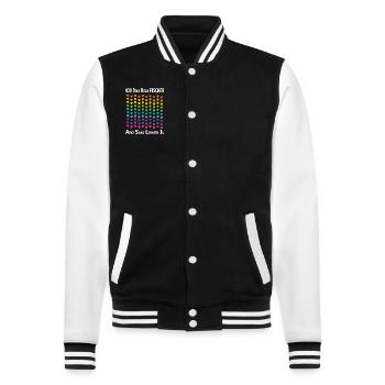 Colorful Rainbow Heart Pattern for Everyday Fun an - College-Sweatjacke - Schwarz/Weiß - Vorne - Nik (191cm) & Marisol (170cm)