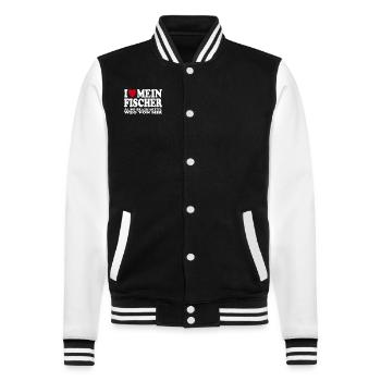 I love my fisherman so please stay away from me - College Sweat Jacket - black/white - Front - Nik (191cm) & Marisol (170cm)