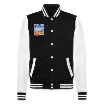 Woodwork Carpenter Home Improvement Hobbyist Gift - College Sweat Jacket - black/white - Front - Nik (191cm) & Marisol (170cm)