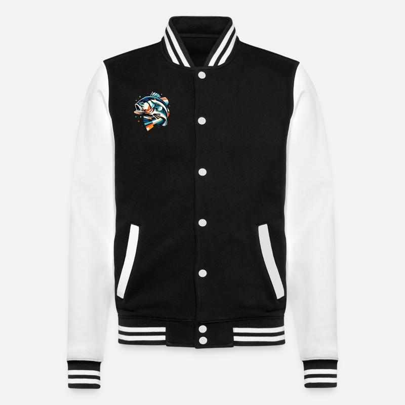 Poisson bar - Veste Teddy - noir/blanc