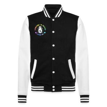 Jemand auf Hawaii liebt mich - College-Sweatjacke - Schwarz/Weiß - Vorne - Nik (191cm) & Marisol (170cm)