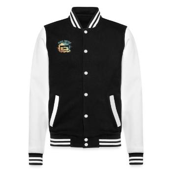 Pop Music R'n'B Kassette - College-Sweatjacke - Schwarz/Weiß - Vorne - Nik (191cm) & Marisol (170cm)