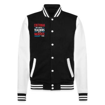 Schulverwalter Schulpersonal Hausmeister - College-Sweatjacke - Schwarz/Weiß - Vorne - Nik (191cm) & Marisol (170cm)