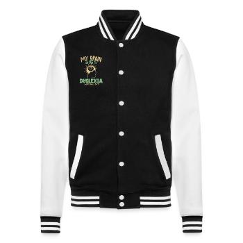 Mein Gehirn besteht zu 95% aus Legasthenie Legasthenie Apraxie - College-Sweatjacke - Schwarz/Weiß - Vorne - Nik (191cm) & Marisol (170cm)