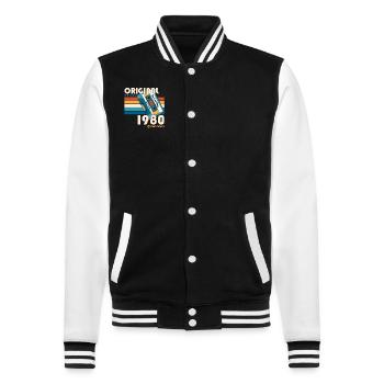 Best of May 1980 Vintage 1980's Birthday 1980 - College Sweat Jacket - black/white - Front - Nik (191cm) & Marisol (170cm)