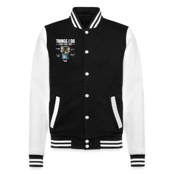 Things I do in my Spare Time - College Sweat Jacket - black/white - Front - Nik (191cm) & Marisol (170cm)