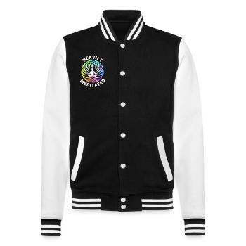 Stark meditiert - College-Sweatjacke - Schwarz/Weiß - Vorne - Nik (191cm) & Marisol (170cm)