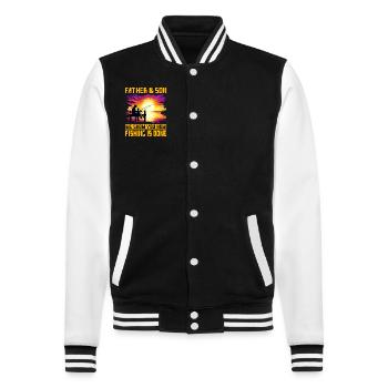 Father & Son we show you how fishing is done - College Sweat Jacket - black/white - Front - Nik (191cm) & Marisol (170cm)