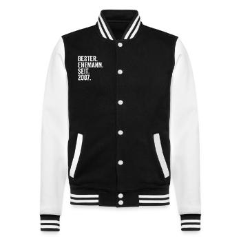 Valentine's Day Best Husband Since 2007 - College Sweat Jacket - black/white - Front - Nik (191cm) & Marisol (170cm)