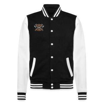 Echte Männer werfen Äxte Axt Werfen Wettbewerb Axt - College-Sweatjacke - Schwarz/Weiß - Vorne - Nik (191cm) & Marisol (170cm)