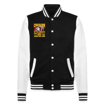 Capoeira ist die Antwort, wen interessiert die Frage - College-Sweatjacke - Schwarz/Weiß - Vorne - Nik (191cm) & Marisol (170cm)