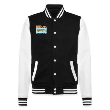 Leguan Reptilien Eidechse Leguane Geschenk - College-Sweatjacke - Schwarz/Weiß - Vorne - Nik (191cm) & Marisol (170cm)