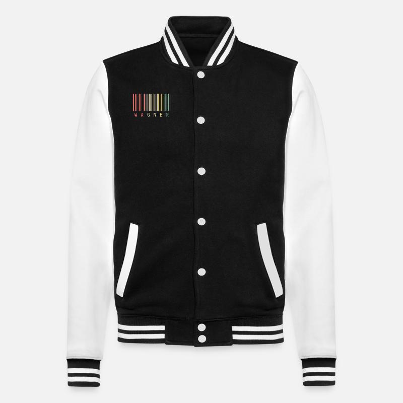 Wagner Unique Barcode Style Name - College-Sweatjacke - Schwarz/Weiß