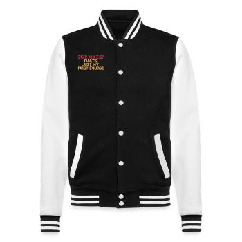 26,2 Meilen? Das ist nur mein erster Gang - College-Sweatjacke - Schwarz/Weiß - Vorne - Nik (191cm) & Marisol (170cm)
