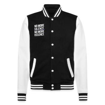 Raising awareness of domestic violence - College Sweat Jacket - black/white - Front - Nik (191cm) & Marisol (170cm)