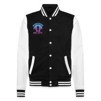 Marathons Are Cute for Ultramarathon - College Sweat Jacket - black/white - Front - Nik (191cm) & Marisol (170cm)