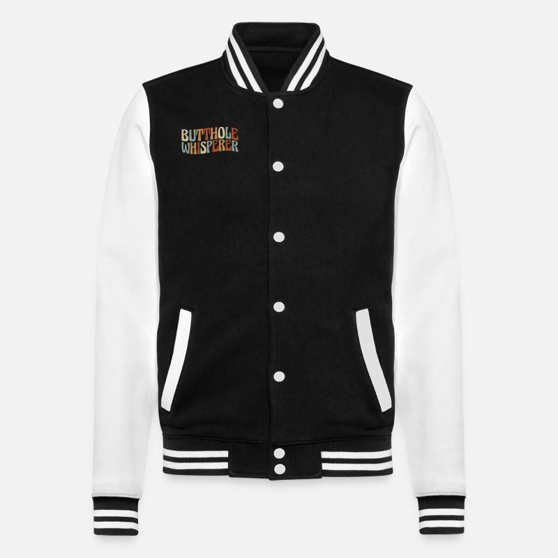 Butthole Whisperer - College Sweat Jacket - black/white