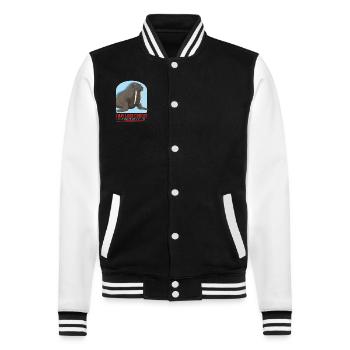 Walross Walrus Walroß Walrosse Geschenk - College-Sweatjacke - Schwarz/Weiß - Vorne - Nik (191cm) & Marisol (170cm)
