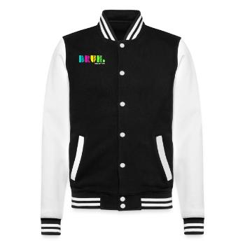 Bruh, früher bekannt als Papa - College-Sweatjacke - Schwarz/Weiß - Vorne - Nik (191cm) & Marisol (170cm)