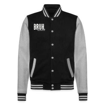 Bruh Formerly Known As Mom - College Sweat Jacket - black/heather grey - Front - Nik (191cm) & Marisol (170cm)