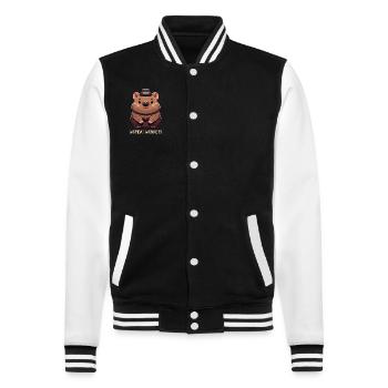 Feeling Wombat-Tastic Today - Funny Wombat - College Sweat Jacket - black/white - Front - Nik (191cm) & Marisol (170cm)