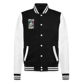 Emo Cat Design for Gothic Cat Lovers and - College Sweat Jacket - black/white - Front - Nik (191cm) & Marisol (170cm)